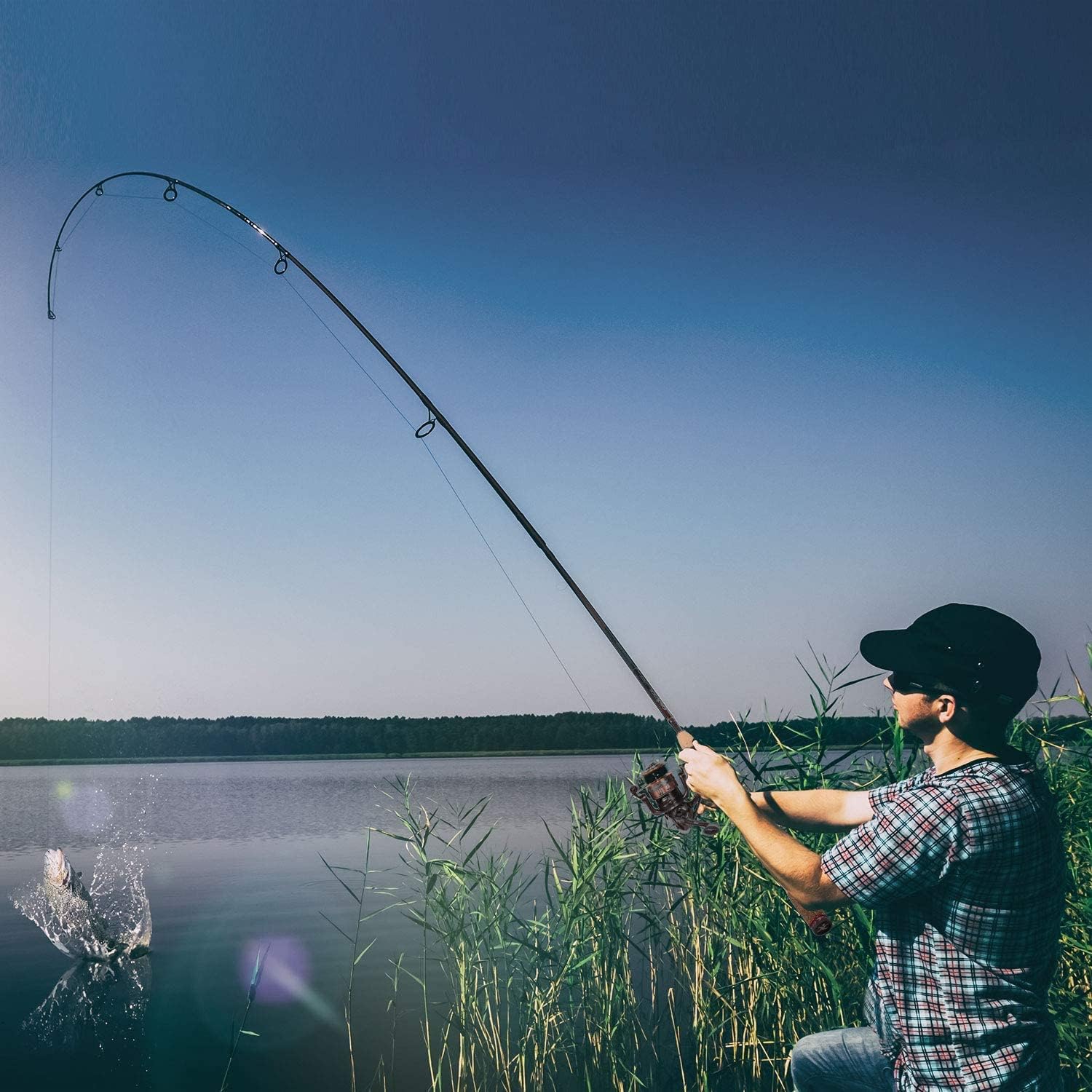Cadence Vigor Spinning Rod, 30-Ton Carbon Blank, Fuji Reel Seat, Durable Stainless-Steel Guides, 2-Piece Rod with Convenience & Performance,