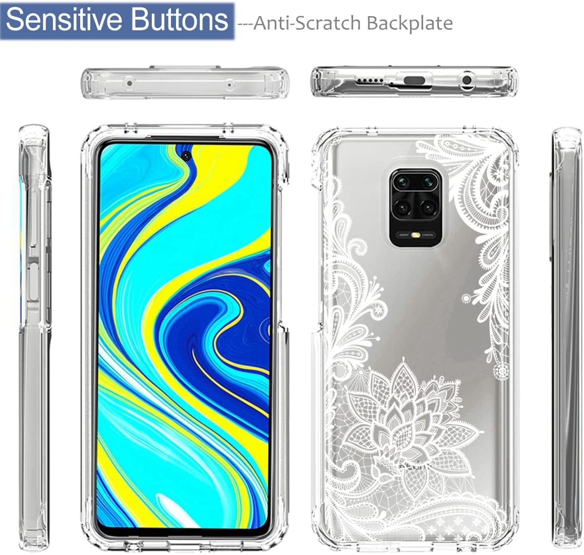 Funda para teléfono Redmi Note 9 ProNote 9 Pro MaxNote 9SM2 Pro con protector de pantalla de vidrio templado, funda protectora de cuerpo completo