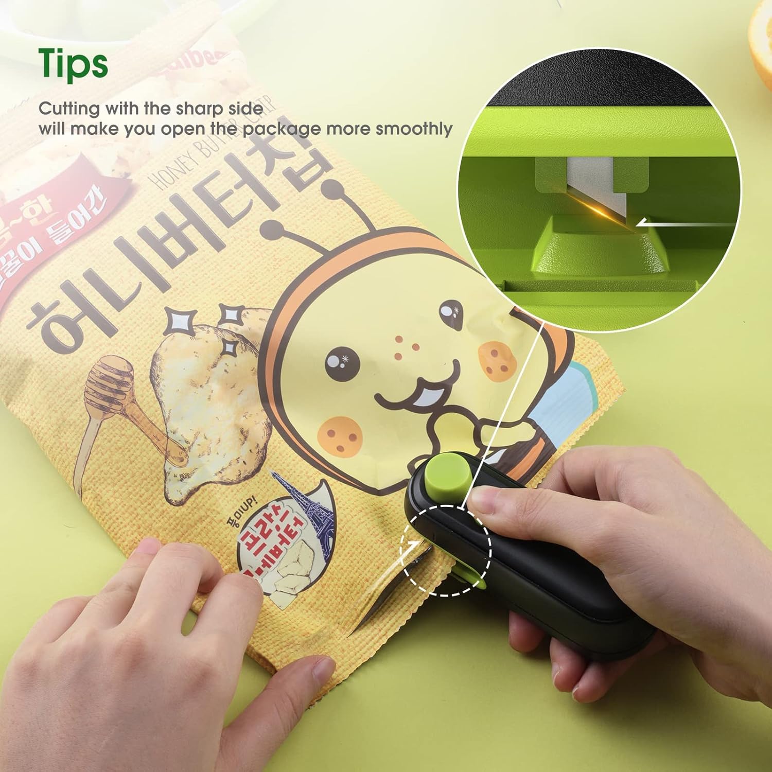 Sellador de bolsas Mini, sellador térmico de bolsas 2 en 1 recargable con cortador para chips, aperitivos, resellador de bolsas de plástico,