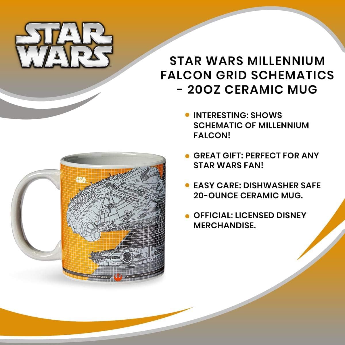 Star Wars Millennium Falcon Grid Schematics – Taza de cerámica de 20 onzas