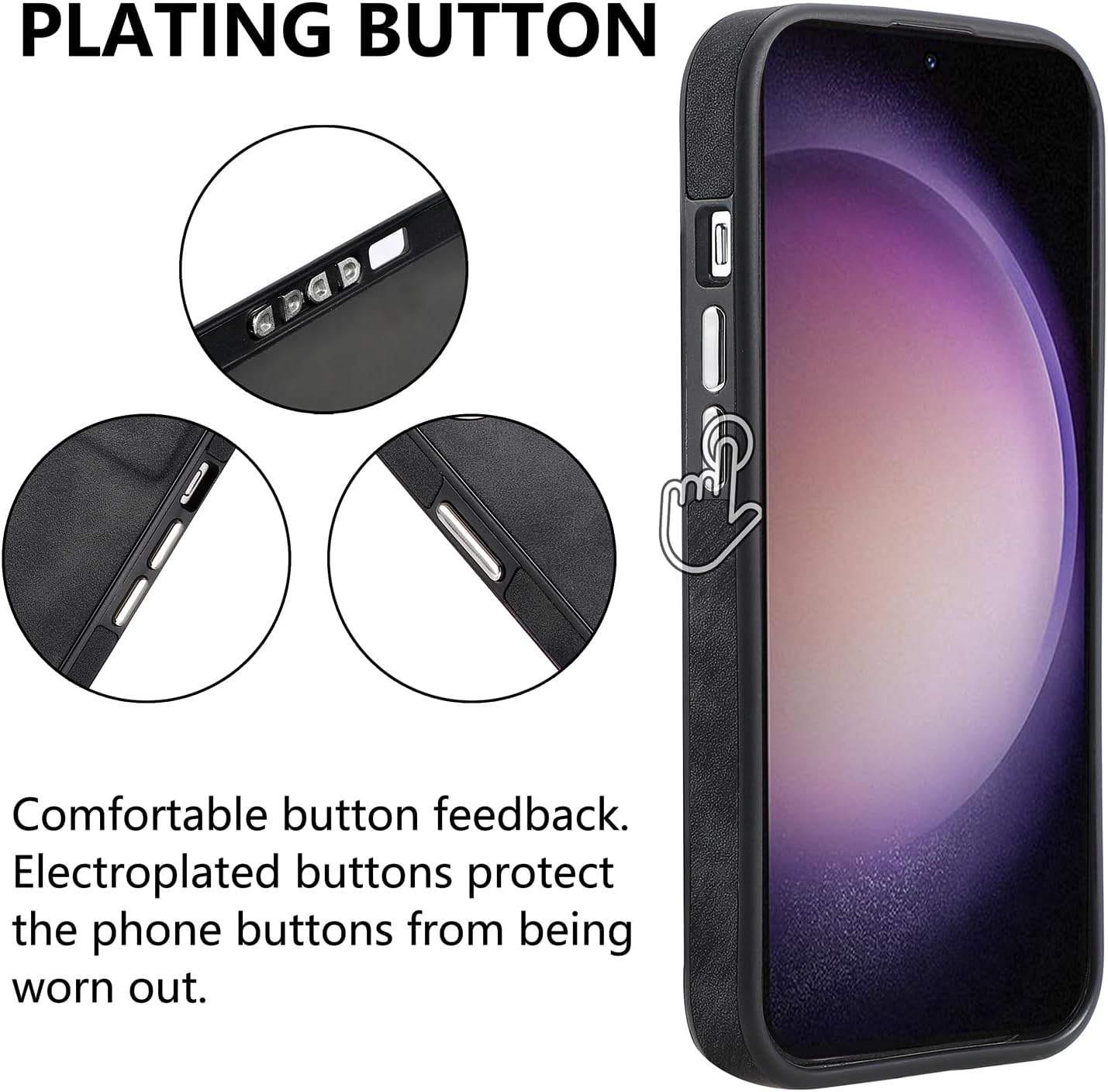 Asuwish Funda de teléfono para Samsung Galaxy S23 5G con protector de pantalla de vidrio templado y funda delgada de cuero suave y resistente,
