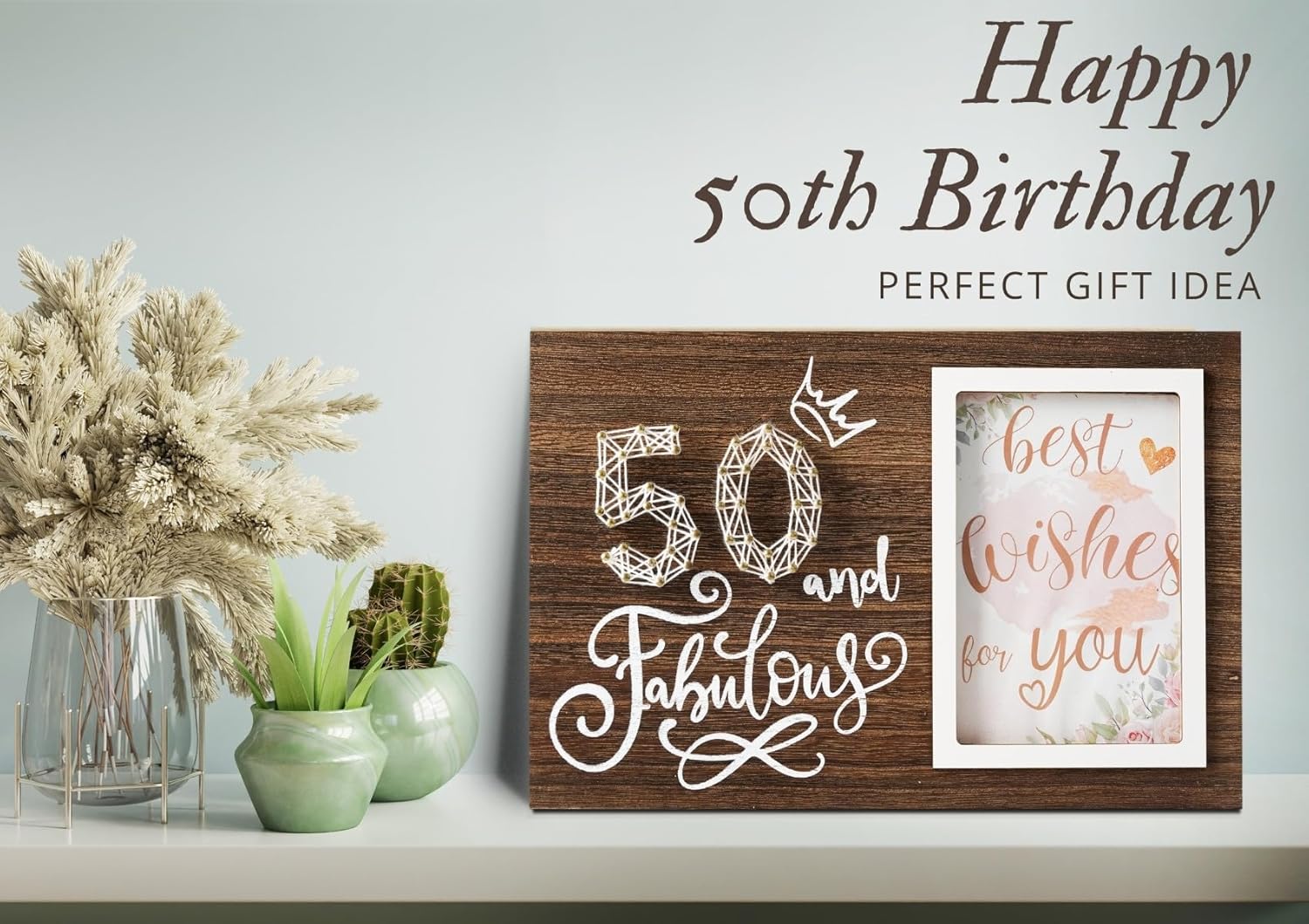 InnoBeta Regalos de cumpleaños para mujeres, mujeres, ella, marco de fotos de madera, foto de 4 x 6 pulgadas, decoración de cumpleaños de pared y