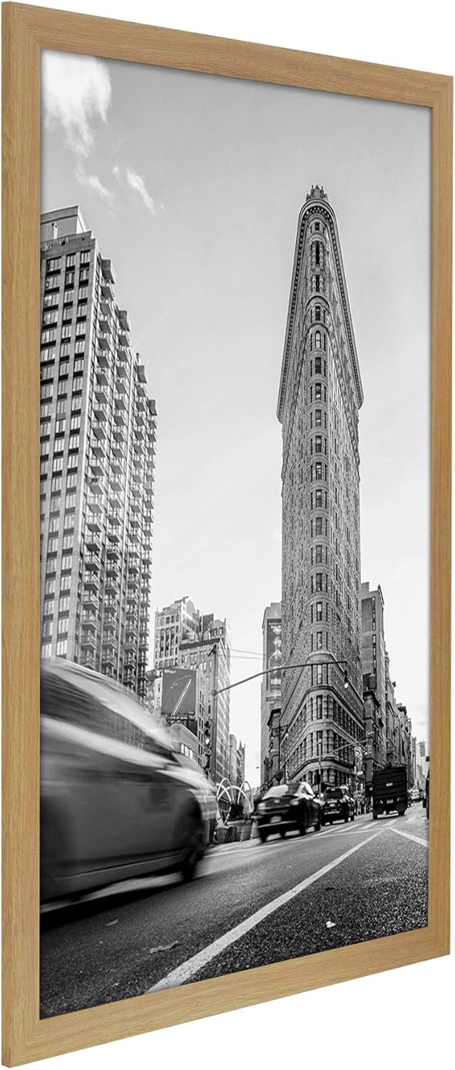 Americanflat – Marco para póster hecho de madera compuesta con plexiglás pulido, posición horizontal y vertical para pared, incluye herrajes para