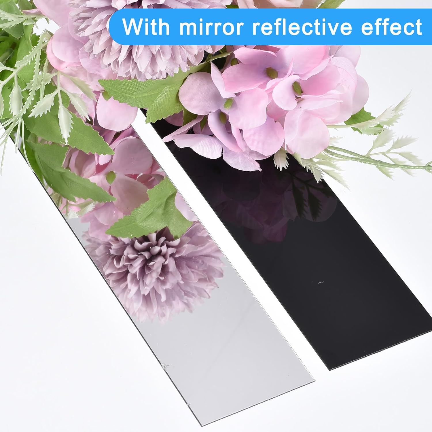uxcell 20 calcomanías de pared de espejo de tiras, 2 x 7.9 pulgadas, tiras de espejo acrílicas autoadhesivas para decoración de pared extraíbles