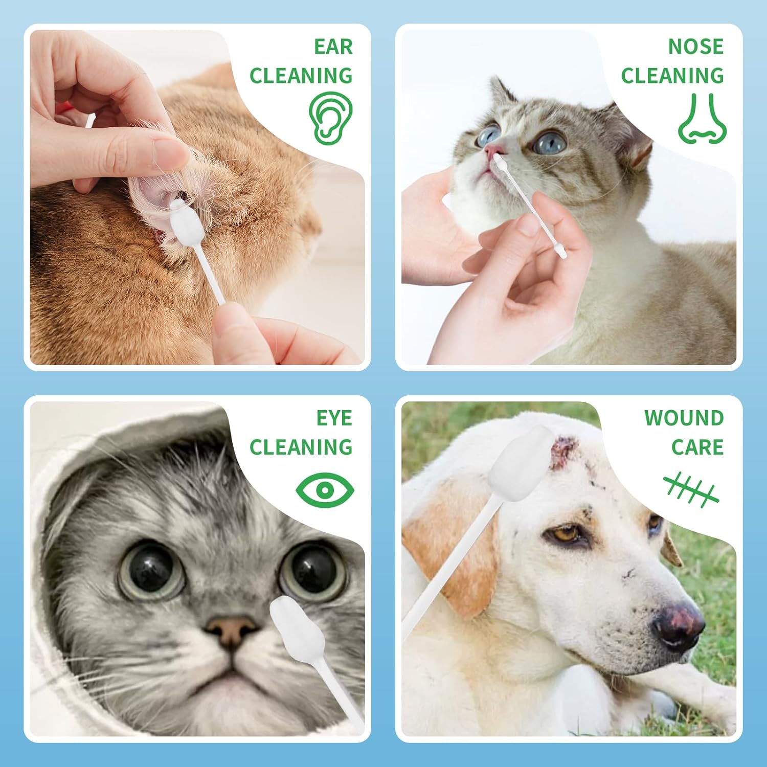 VinTS Hisopos de algodón para limpieza de orejas de perro, tratamiento de infecciones de oído de mascotas en forma de calabaza para prevenir