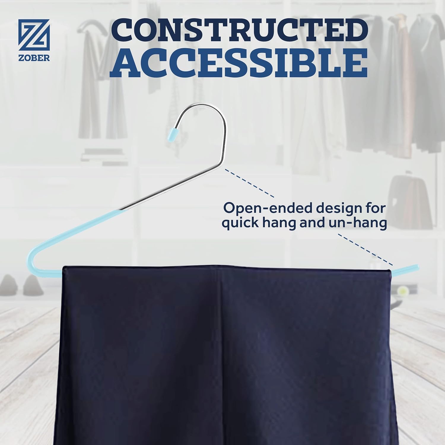 Zober Perchas antideslizantes para pantalones, paquete de 40 perchas para pantalones y jeans con extremos abiertos para armario, perchas de ropa que