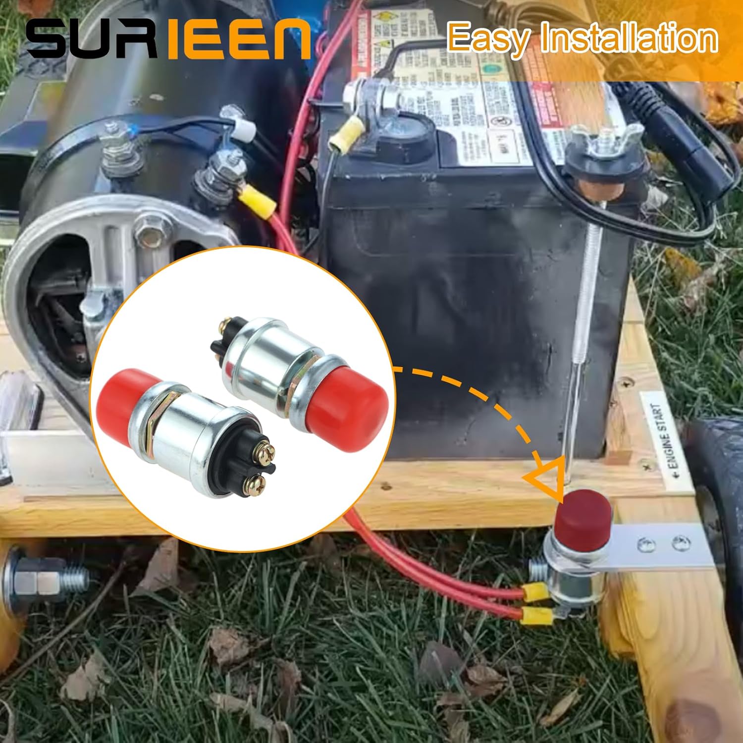 Botón de arranque del motor, interruptor momentáneo de 12 V y 24 V, botón pulsador de alta resistencia, interruptor de arranque momentáneo para