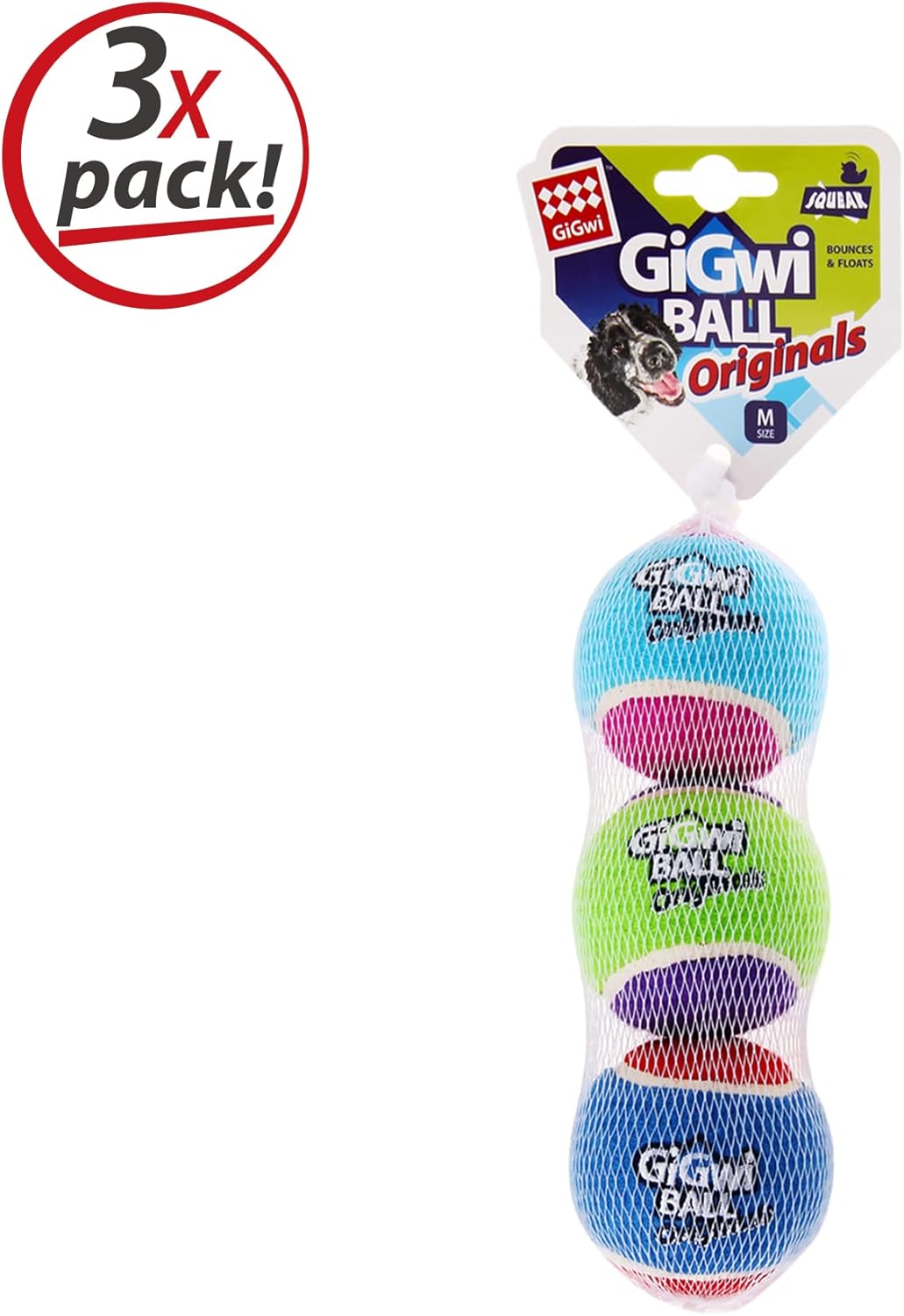 GiGwi Pelotas de tenis para perros, pelotas de tenis para perros chirriantes para ejercicio, pelotas de perro con gran capacidad de rebote de