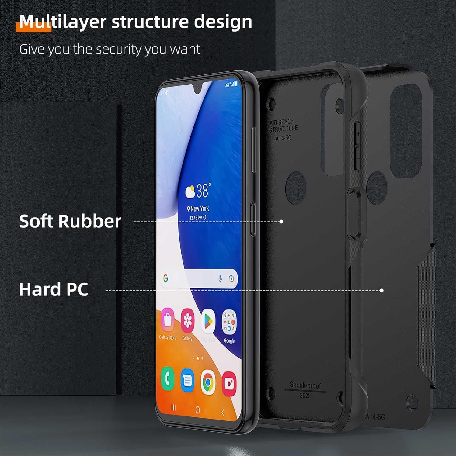 wiaekosef Funda para Motorola Moto G PureG Power 2022G Play 2023, resistente de doble capa de policarbonato duro y silicona suave resistente a