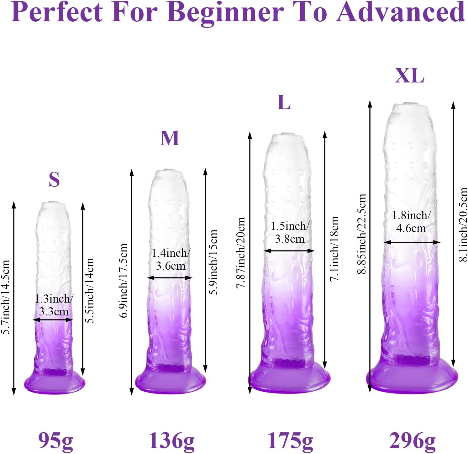 Shkanla Consolador de cristal realista de 6.9 pulgadas con fuerte ventosa, juguete sexual para adultos para mujeres, suave y pequeño Jelly Dong para