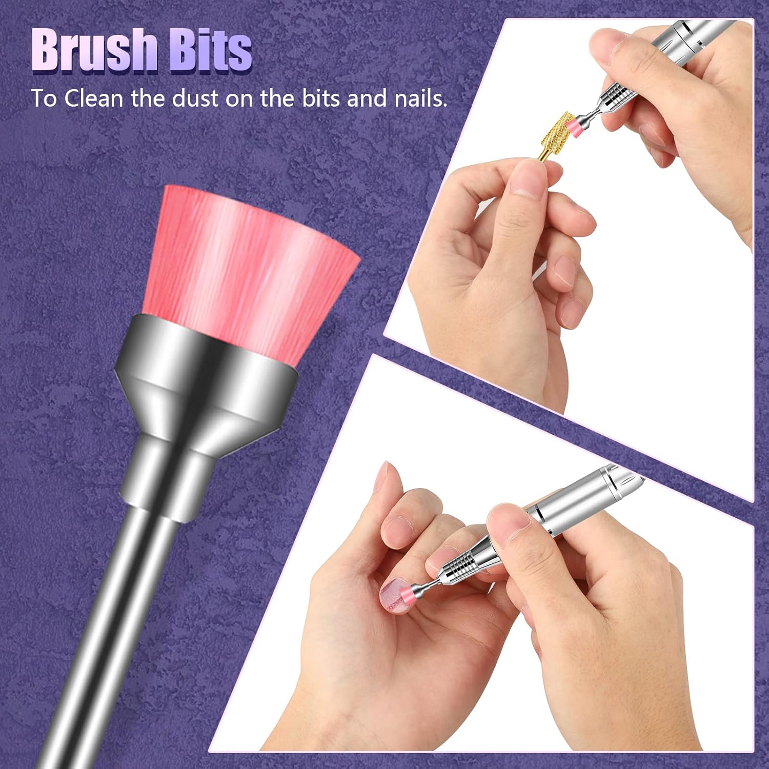 Depvko Juego de 13 brocas de carburo de tungsteno para uñas, brocas de cutícula para uñas acrílicas, para manicura, pedicura, salón de belleza en