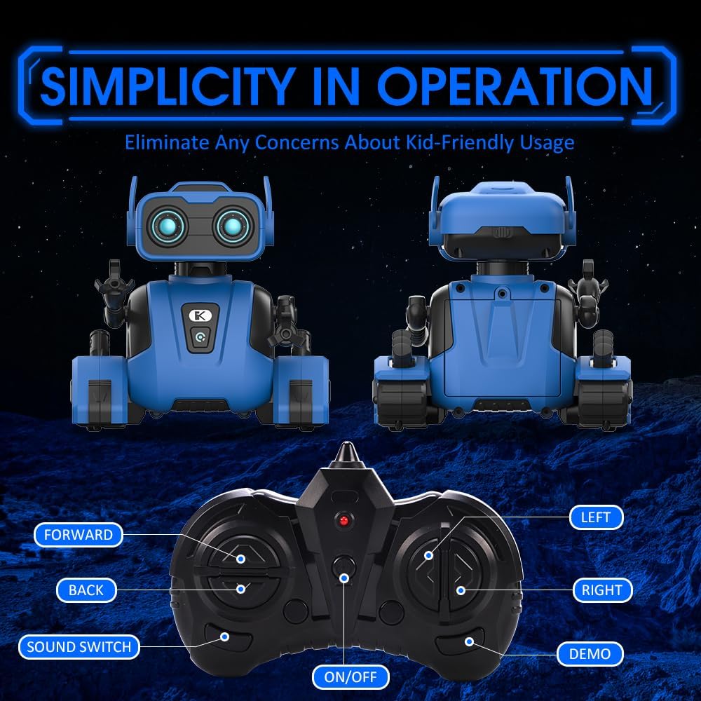 Robots de control remoto para niños, con ojos LED, movimientos de baile, música, cabeza y brazos flexibles, regalo de Navidad para mayores de 3 años