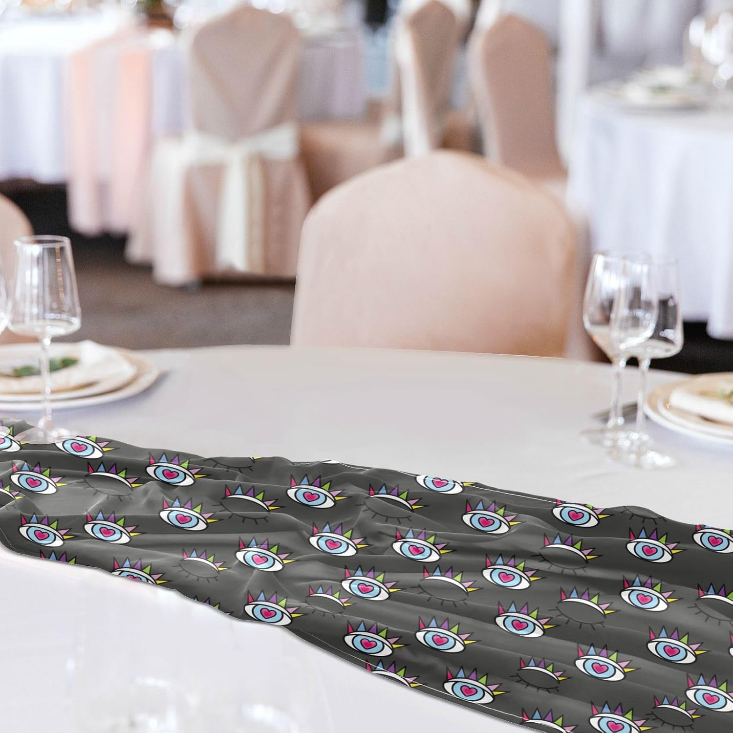Closed and Open Eye Table Runner Fall Table Decor for Kitchen Decorations Halloween Kitchen Decor 108 Inches Long