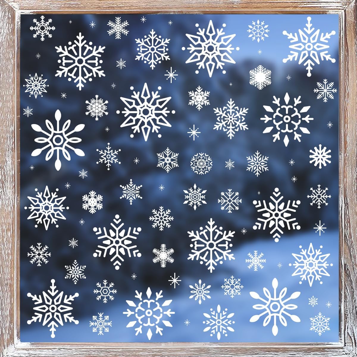Horaldaily 244 calcomanías de Navidad para ventana, nieve blanca para suministros de fiesta en el hogar, decoración de cristal