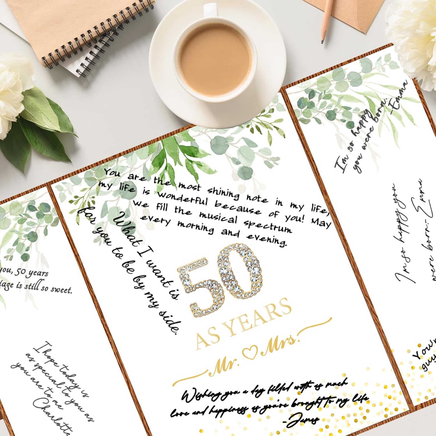 Crenics Decoraciones de 50 aniversario, alternativa creativa del libro de invitados del 50 aniversario, libro de firmas de 50 aniversario de 18 x 12