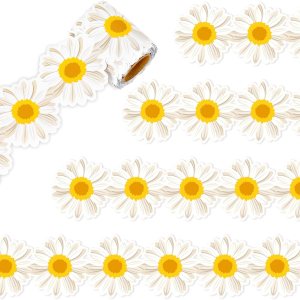 Whaline Rollo de tablero de anuncios de flores de margaritas de primavera, 32.8 pies, 3D blanco floral, troquelado, para primavera, verano, aula, Whaline Rollo de tablero de anuncios de flores de margaritas de primavera, 32.8 pies, 3D blanco floral, troquelado, para primavera, verano, aula,