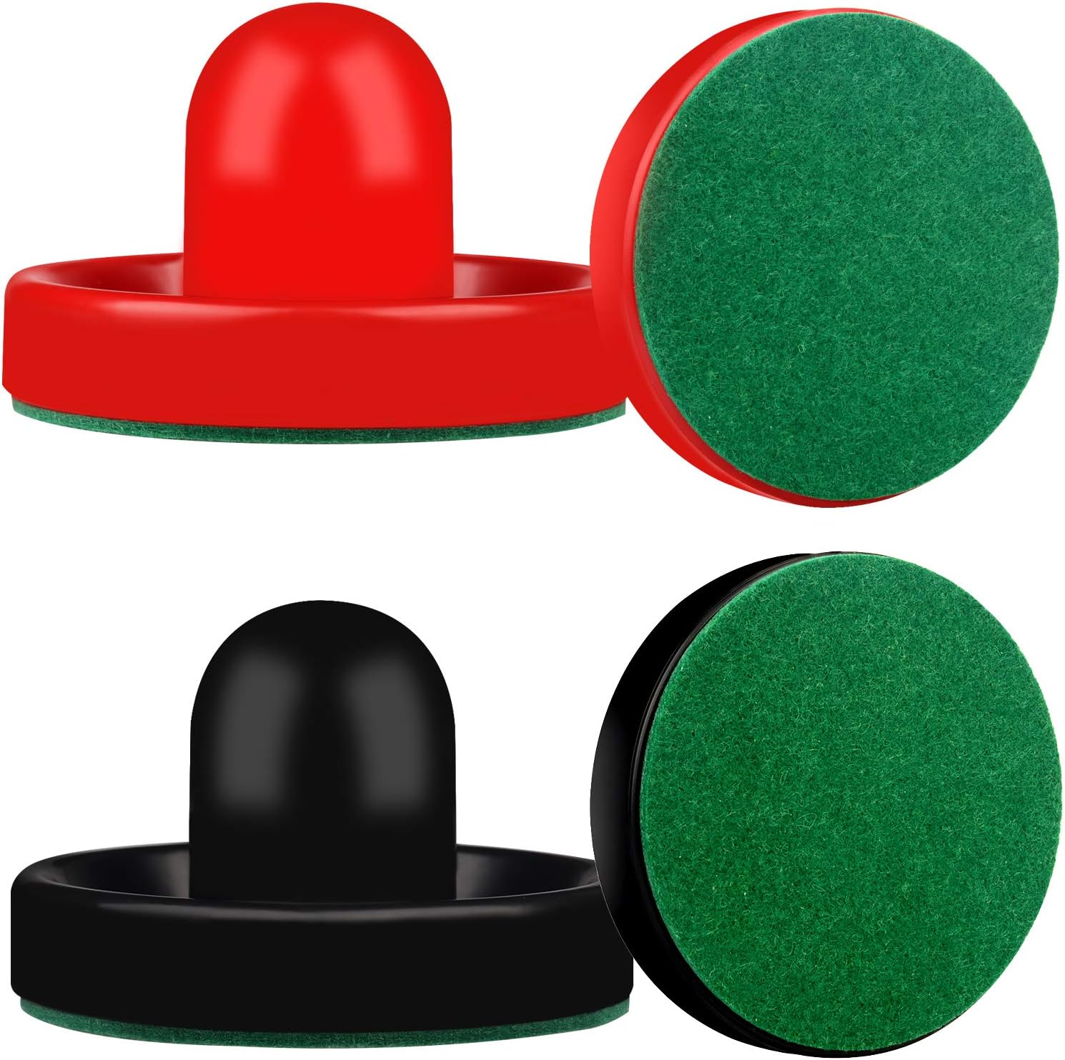 Empujadores de hockey de aire y discos de hockey de aire rojo, asas de portería, accesorios de repuesto para mesas de juego (4 Striker, paquete de 4