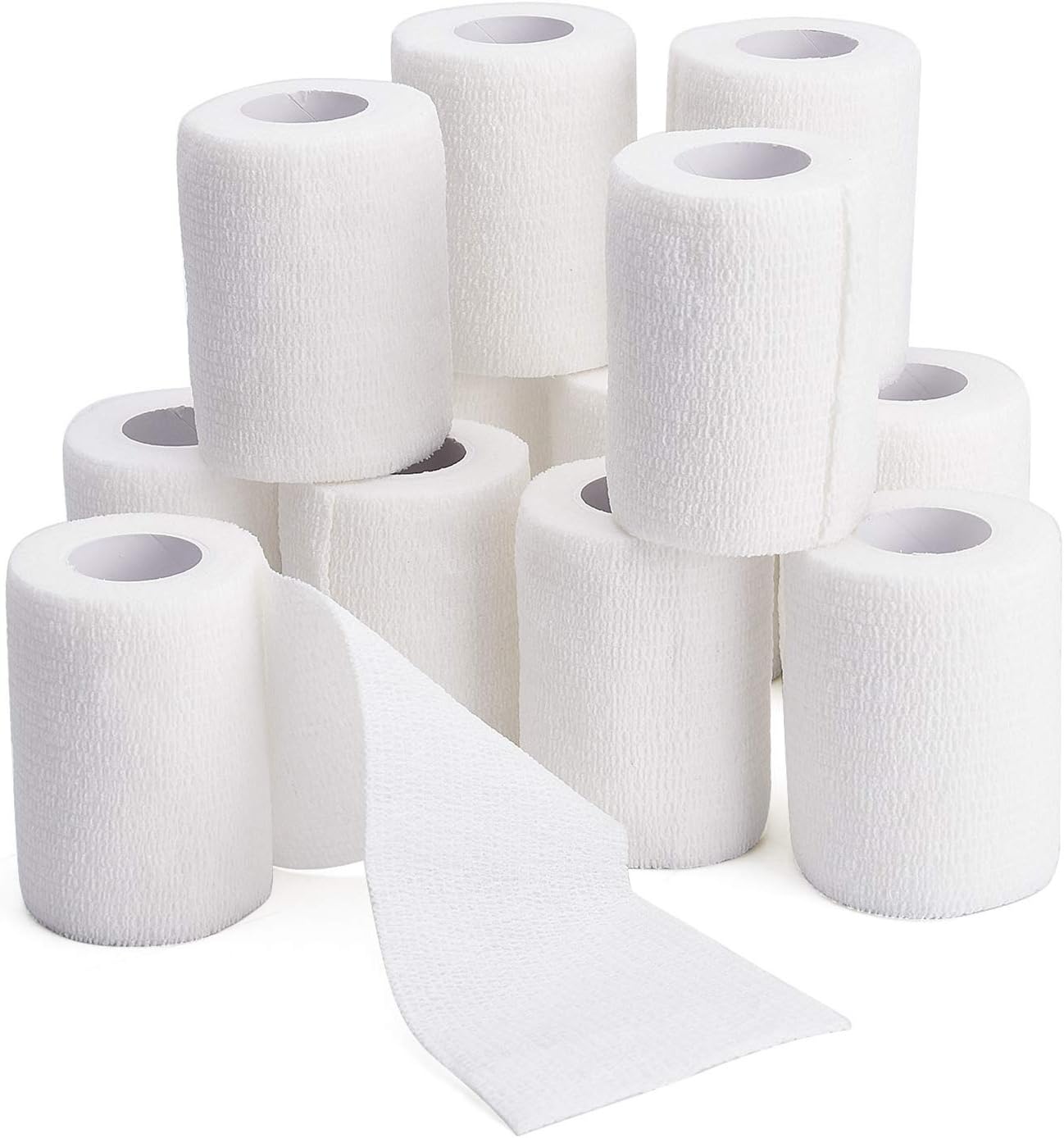 TOBWOLF 12 vendajes autoadherentes, 3 x 5 yardas, rollo de gasa elástico cohesivo, cinta deportiva transpirable, envoltura médica para muñeca,