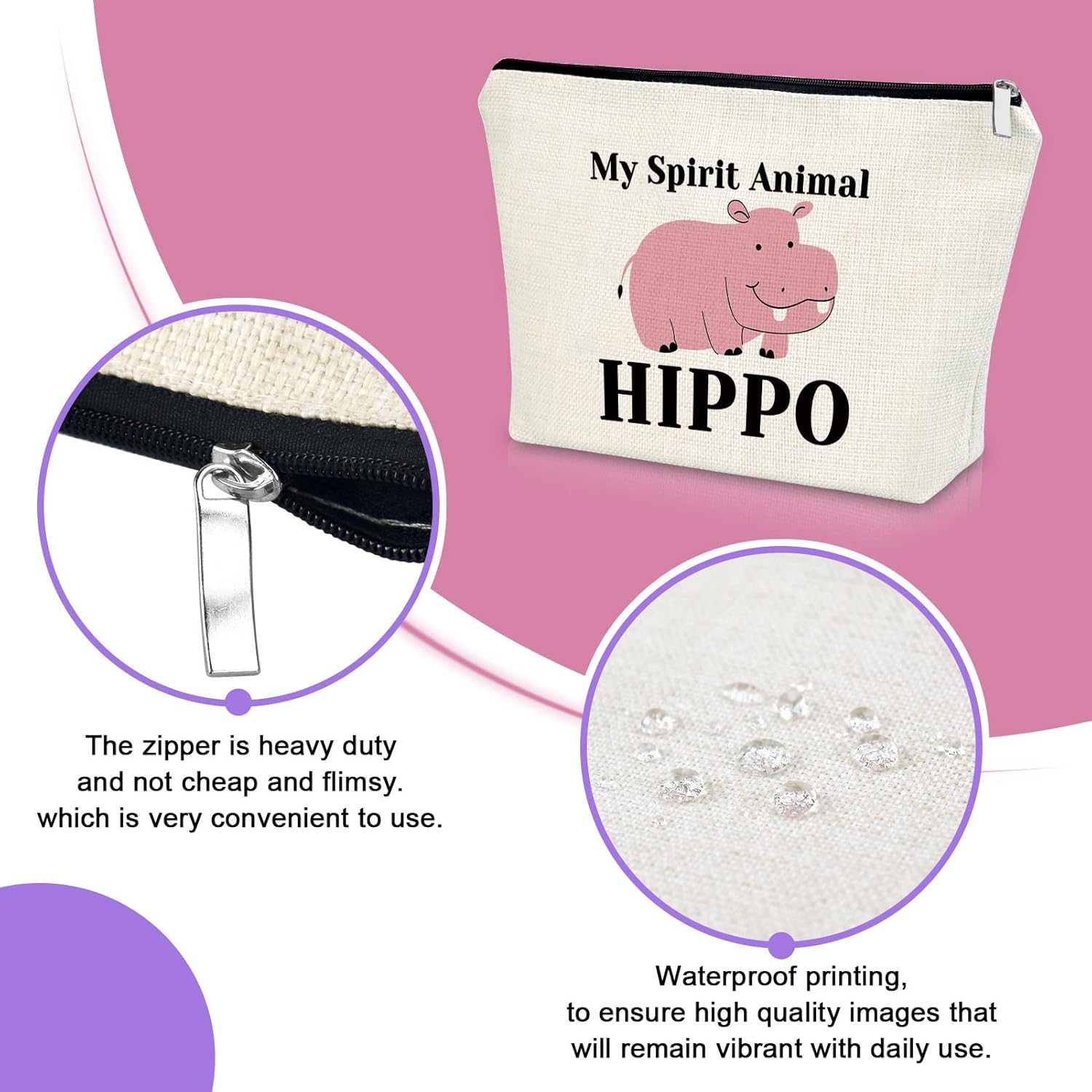 Sazuwu Bolsa de maquillaje de regalo para amantes del hipopótamo para, Regalos de hipopótamo (1)