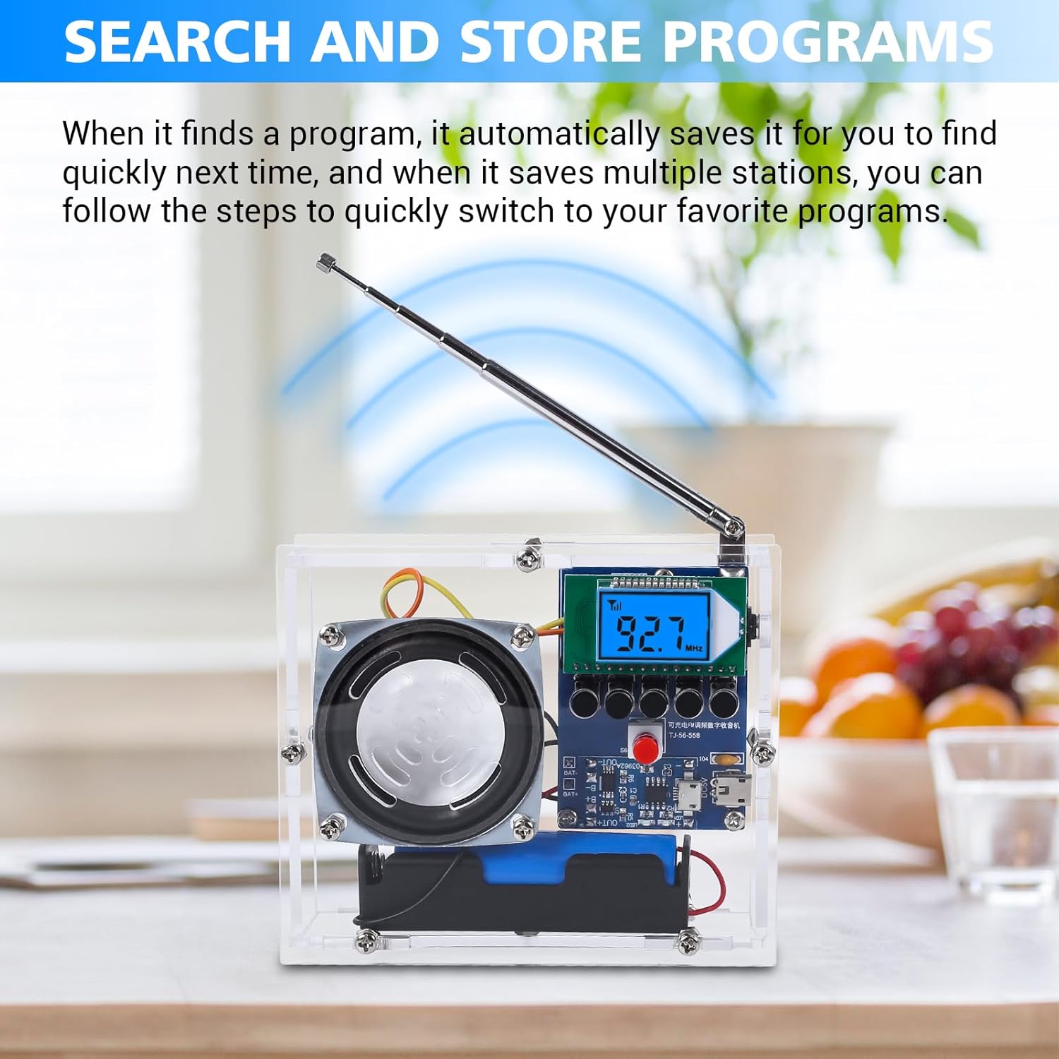 Soldering Project Kit, Icstation FM Radio Kit with Rechargeable Battery Soldering Practice DIY Radio Kits FM 76-108MHz with Headphone Jack LCD