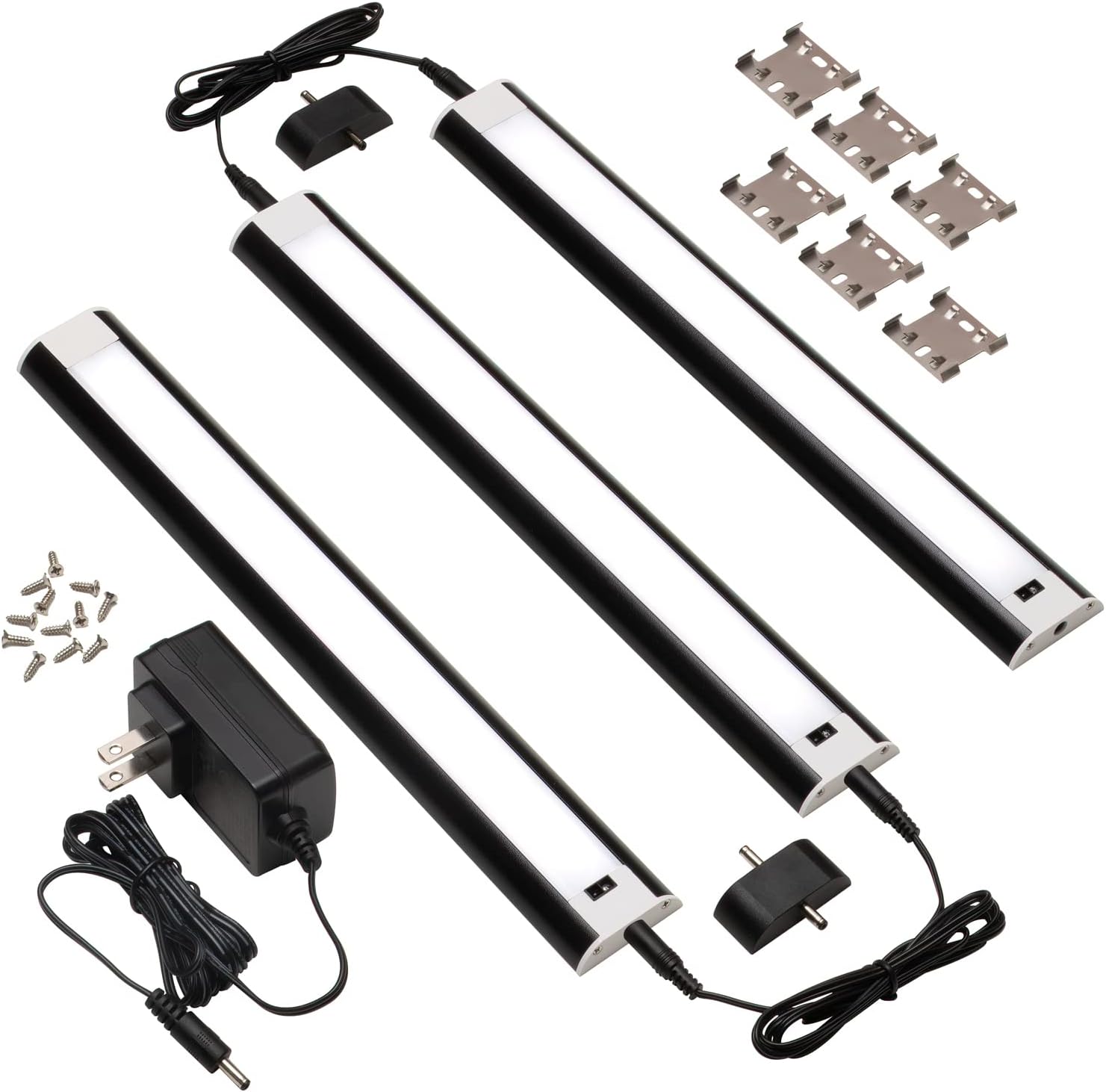 Kit de iluminación LED con sensor de movimiento de onda manual para debajo del gabinete, luces regulables debajo del mostrador para cocina, acabado