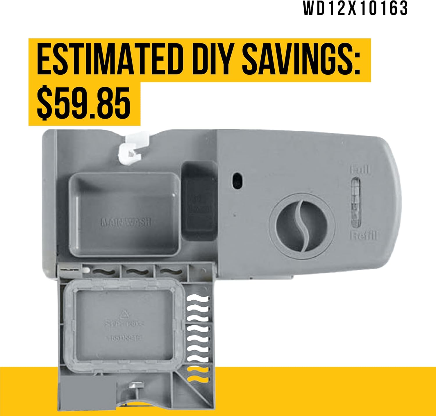 WD12X10163 – Dispensador de tapa de enjuague de detergente compatible con lavavajillas Hotpoint GE. Reemplaza AP3767572 AH958966 EA958966 PS958966 –