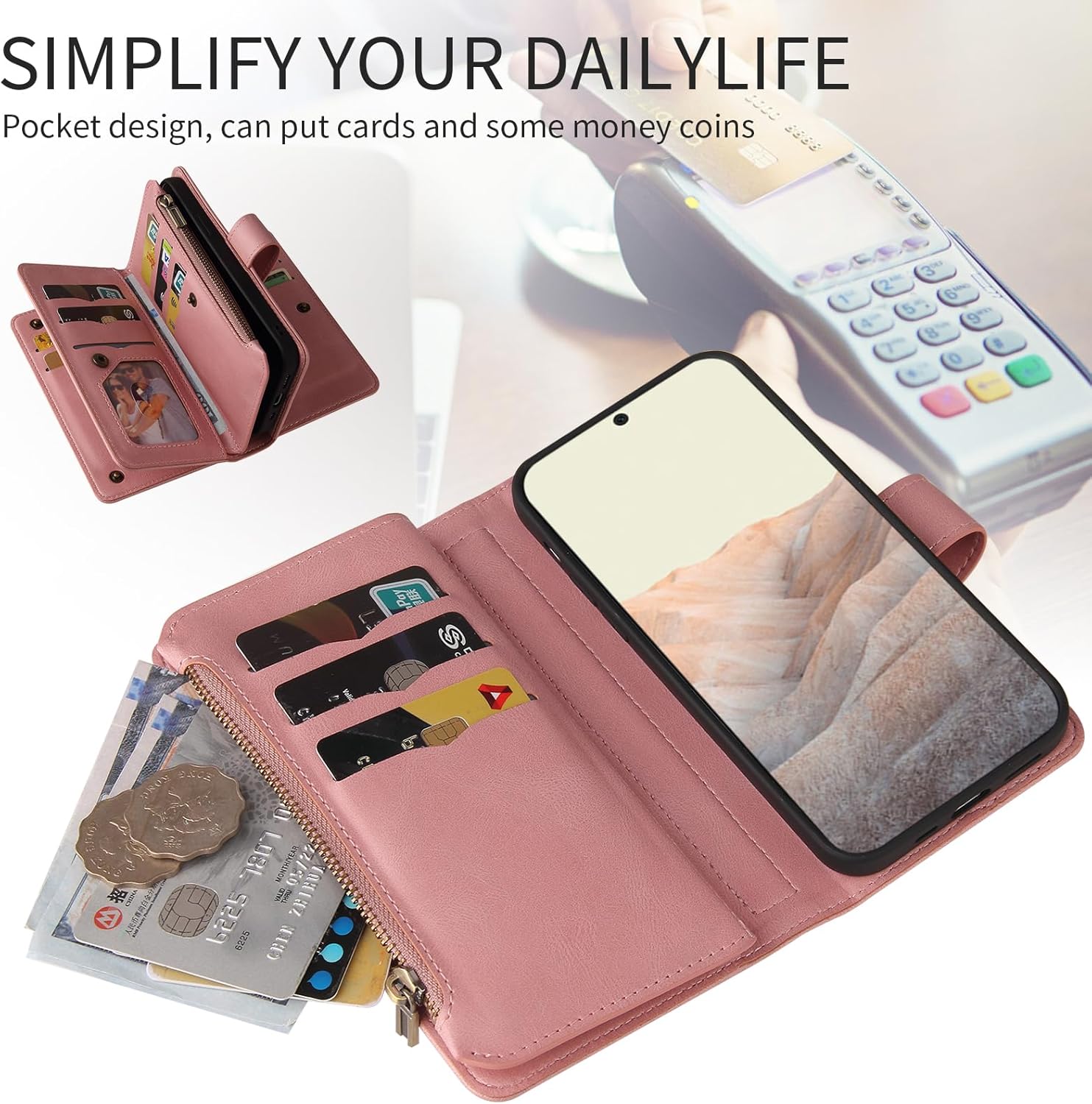 Asuwish Funda para teléfono para Google Pixel 6 Pro con protector de pantalla de vidrio templado y correa para la muñeca, soporte para tarjeta de