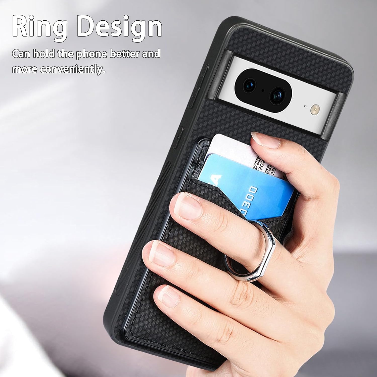 Asuwish Funda de teléfono para Google Pixel 8 5G con protector de pantalla de vidrio templado y soporte de anillo delgado, soporte para tarjeta de