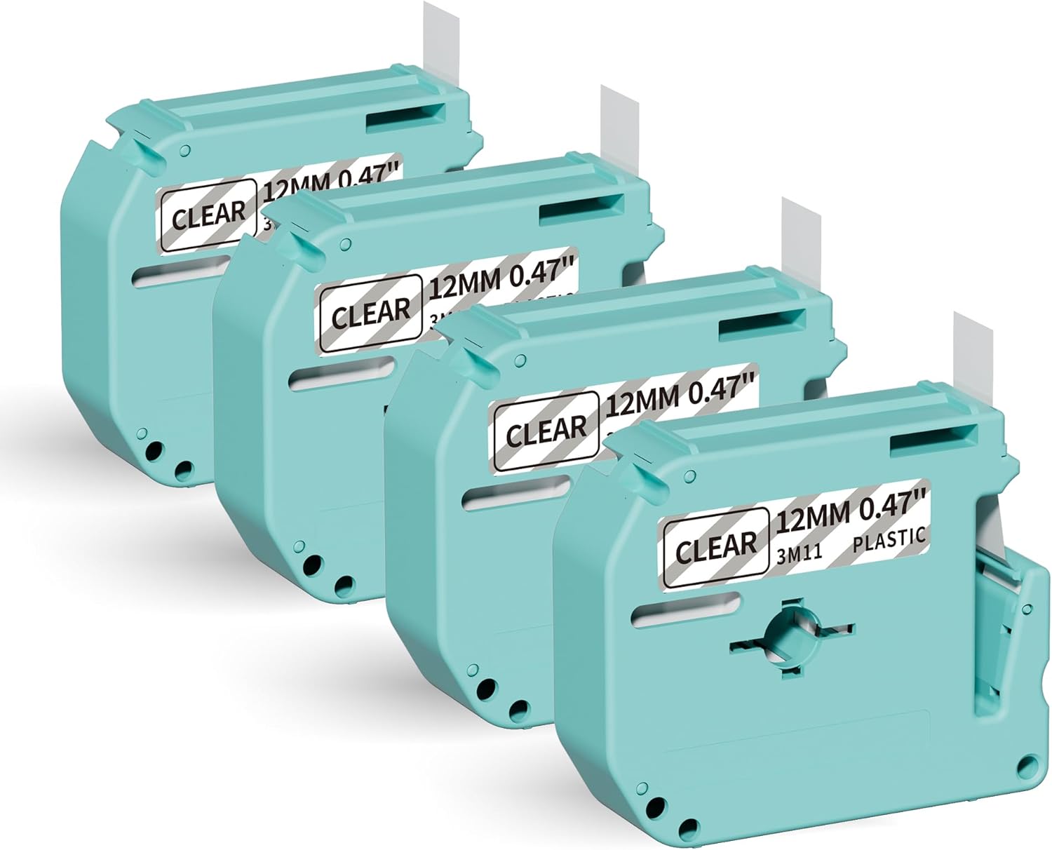 Paquete de 4 cintas de etiquetas compatibles con M11 como Brother P-Touch PT-M95, PTM95, etc., tamaño de cinta de 12 pulgada x 26 pies, negro sobre