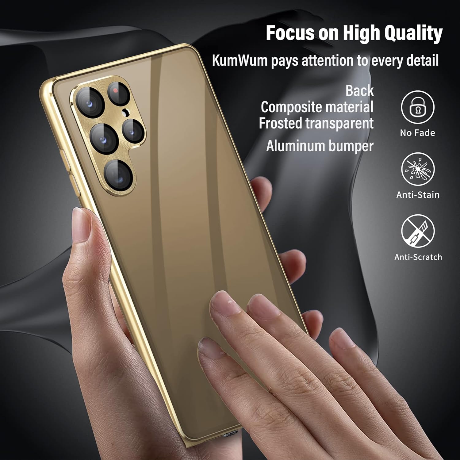 Funda de teléfono para Samsung Galaxy S22 Ultra Protector de pantalla de vidrio templado parachoques de aluminio delantero y trasero 360 Protección