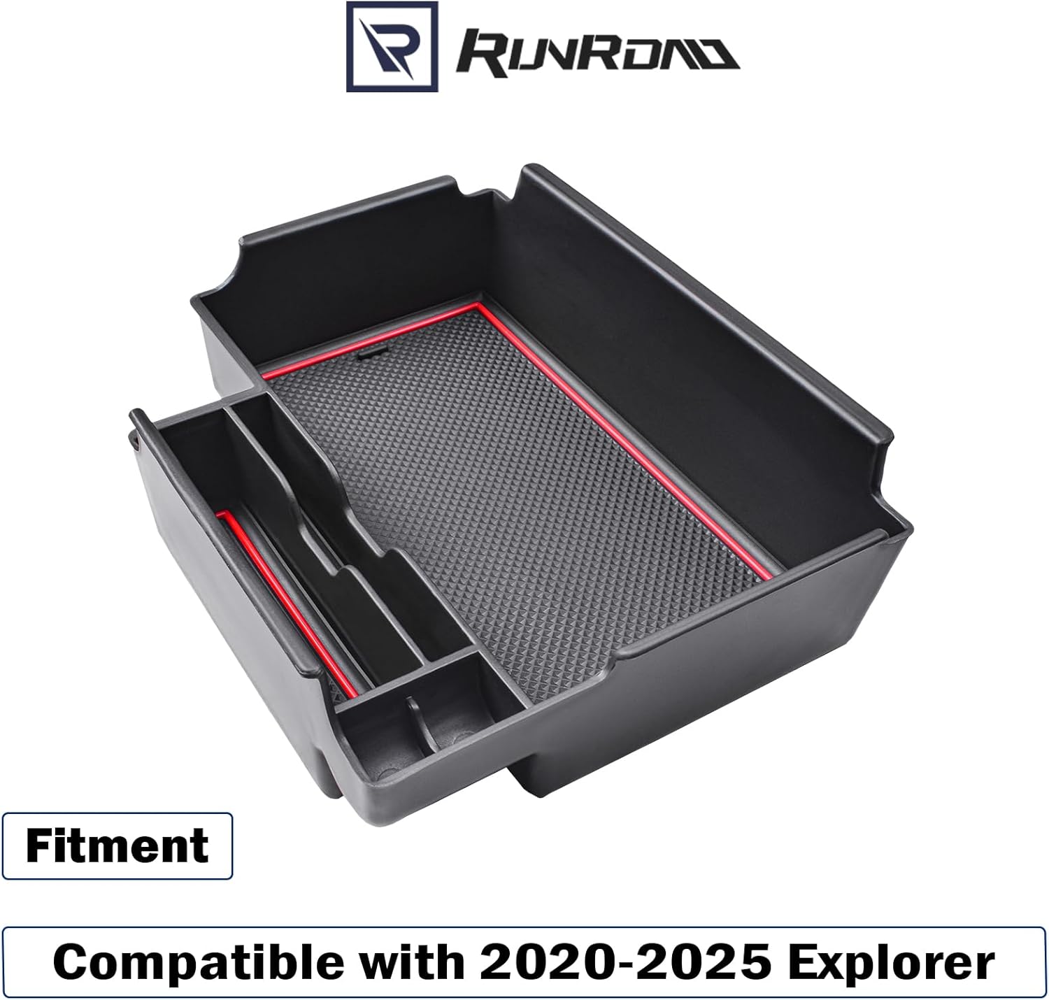 Bandeja organizadora de consola central compatible con Ford Explorer 2025 2024 2023 2022 2021 2020, bandeja para reposabrazos ABS, divisores de
