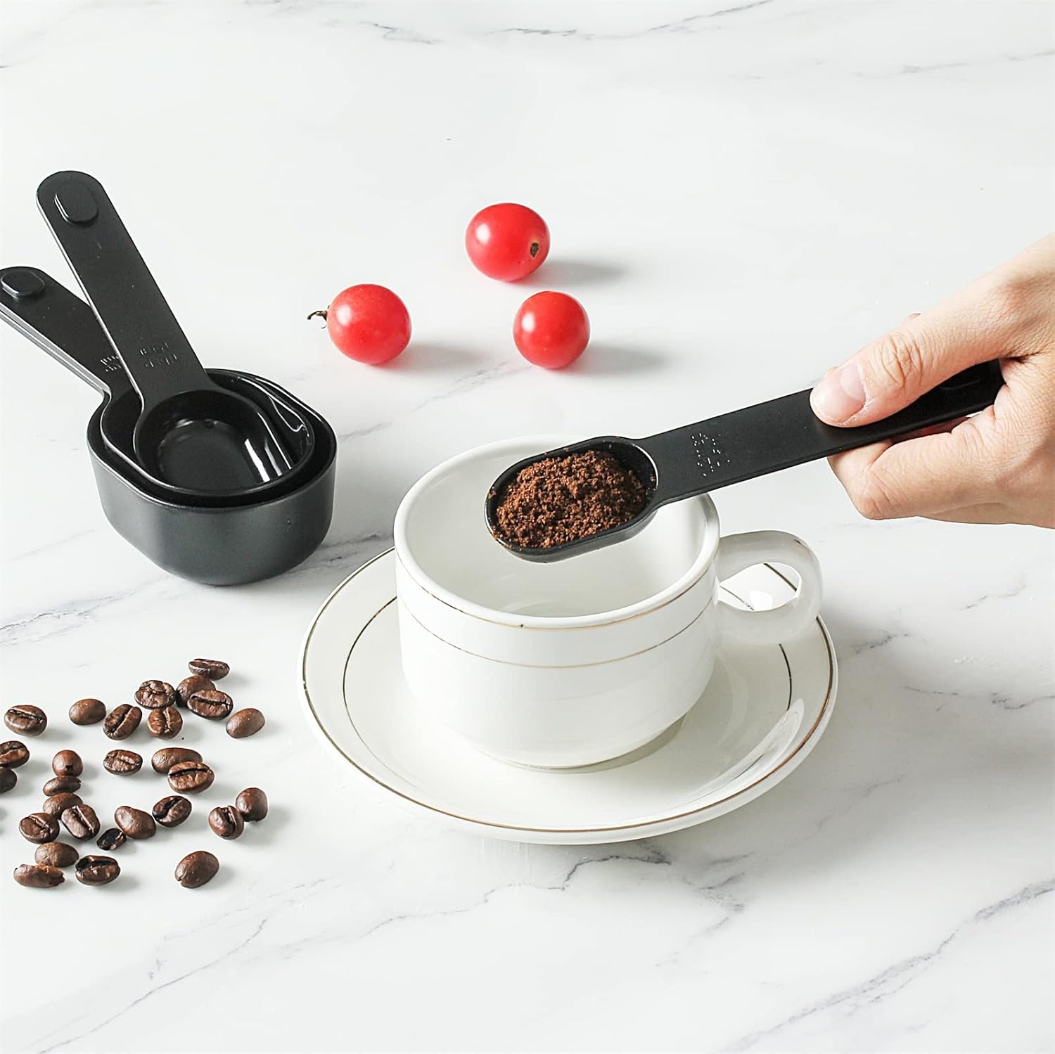 COOK WITH COLOR Juego de tazas medidoras – 9 PC. Taza medidora líquida apilable anidable, tazas medidoras secas y cucharas con embudo y raspador
