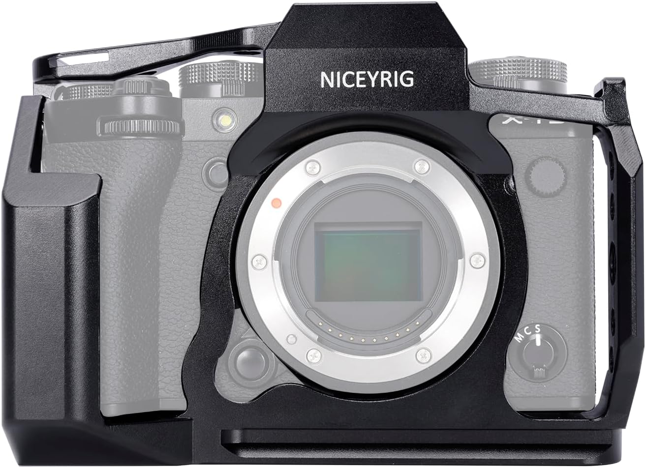 NICEYRIG Jaula completa para cámara sin espejo FUJIFILM XT-5 con empuñadura, placa de liberación rápida para Arca-Swiss, múltiples puntos de montaje