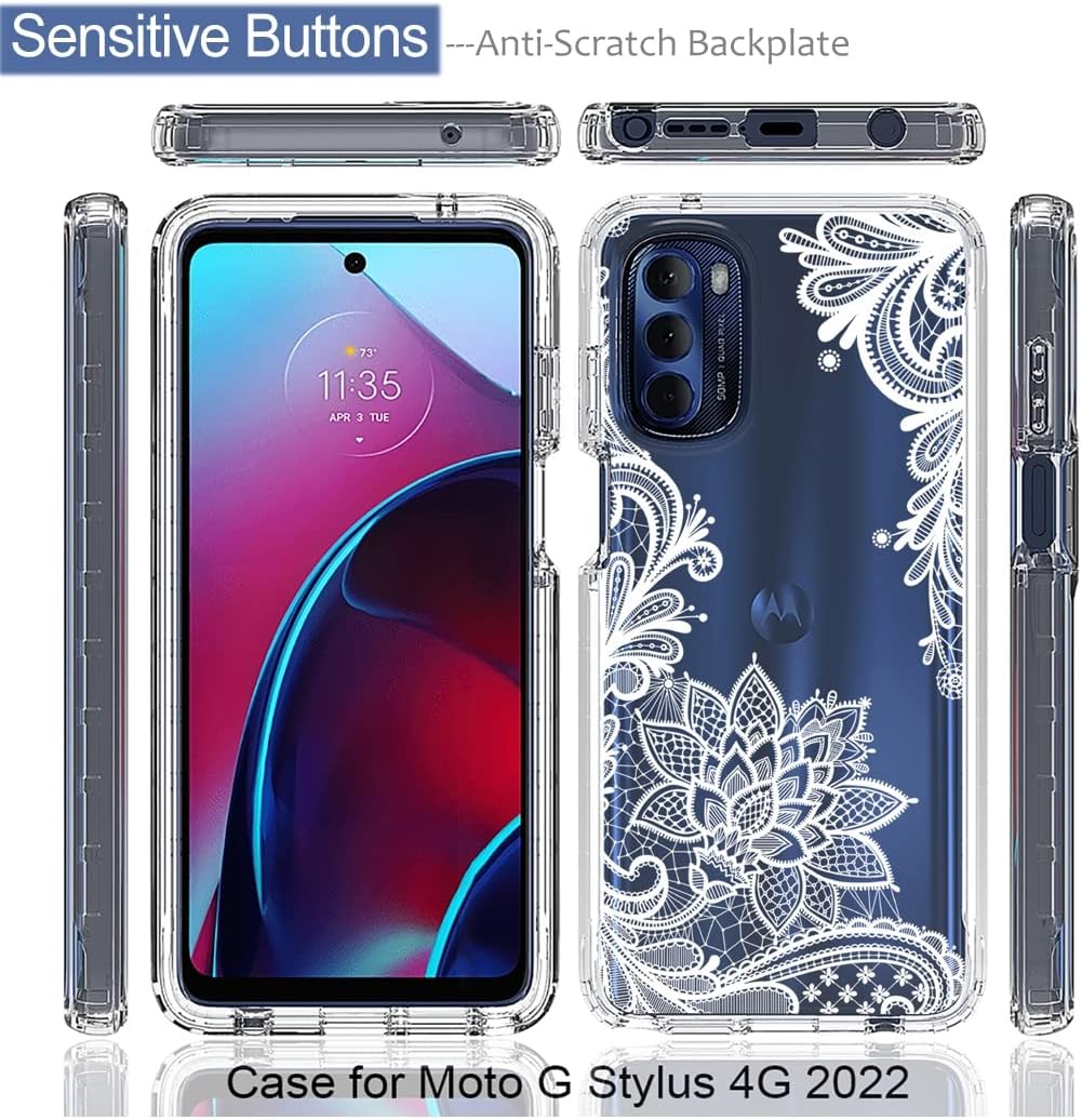 Tothedu XT2211 – Funda para Moto G Stylus 2022 4G, funda con protector de pantalla de vidrio templado, funda protectora de cuerpo completo con
