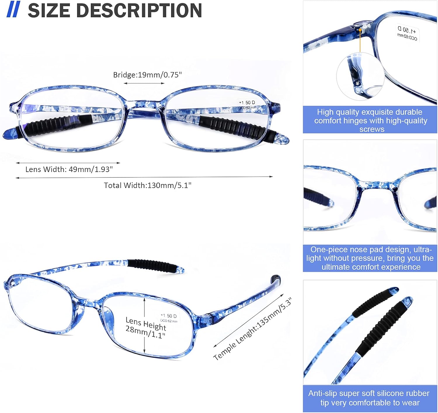 Lentes de lectura para computadora con bloqueo de luz azul, ligeras, para mujeres y hombres.