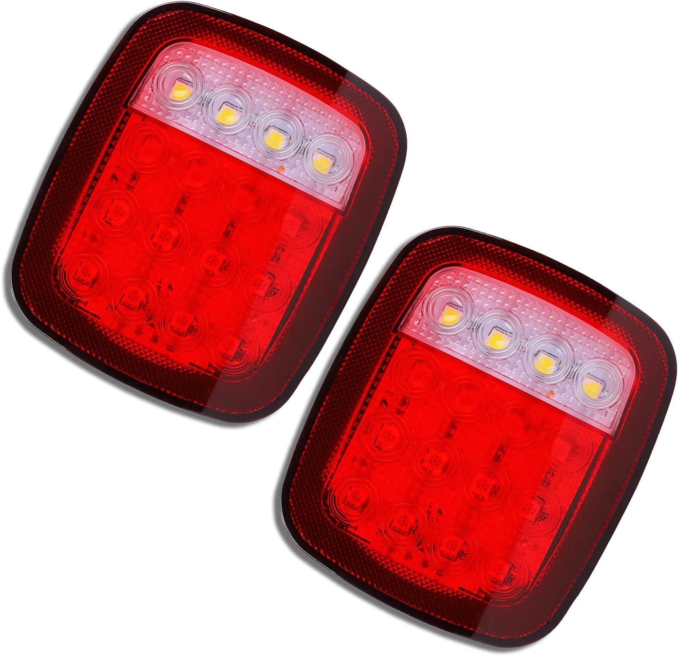 Donepart 16 luces LED para remolque, luces traseras cuadradas universales, luces traseras planas y combinadas, luces de freno de marcha atrás para