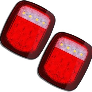 Donepart 16 luces LED para remolque, luces traseras cuadradas universales, luces traseras planas y combinadas, luces de freno de marcha atrás para Donepart 16 luces LED para remolque, luces traseras cuadradas universales, luces traseras planas y combinadas, luces de freno de marcha atrás para