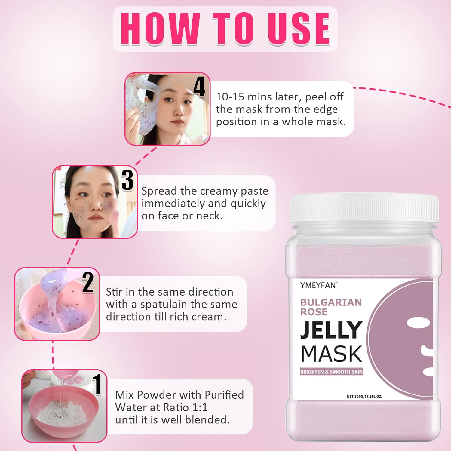 Máscara facial profesional de gelatina para tratamientos faciales  Mejora de oro de 24 quilates y rosa búlgara para el cuidado de la piel para