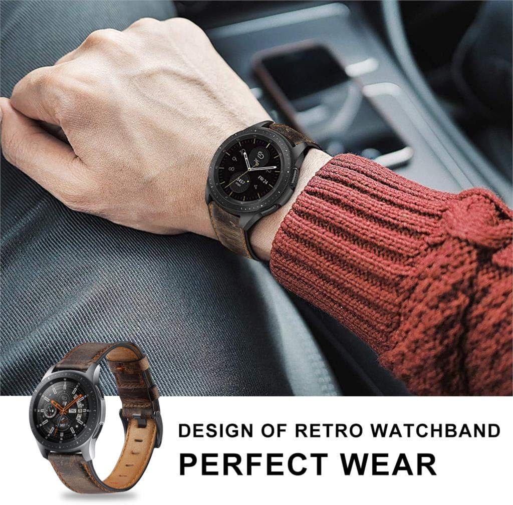 Compatible con Samsung Galaxy Watch de 1.811in, 0.866in, correa de cuero genuino para Samsung Gear S3 FrontierHuawei Watch GT 2 de 1.811in, correa