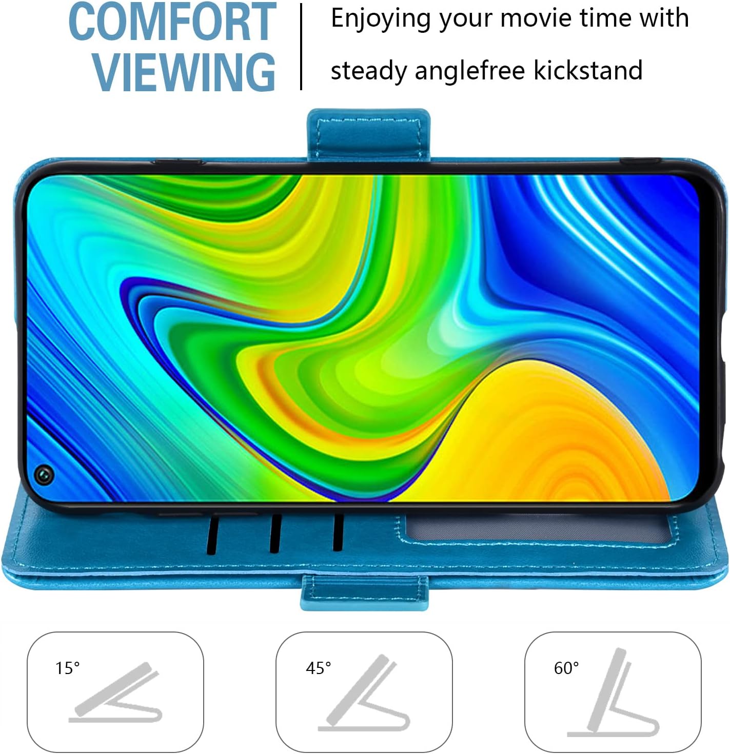 Asuwish Compatible con Xiaomi Redmi Note 9  Redmi 10X 4G Funda tipo cartera y protector de pantalla de vidrio templado con correa de muñeca con tapa