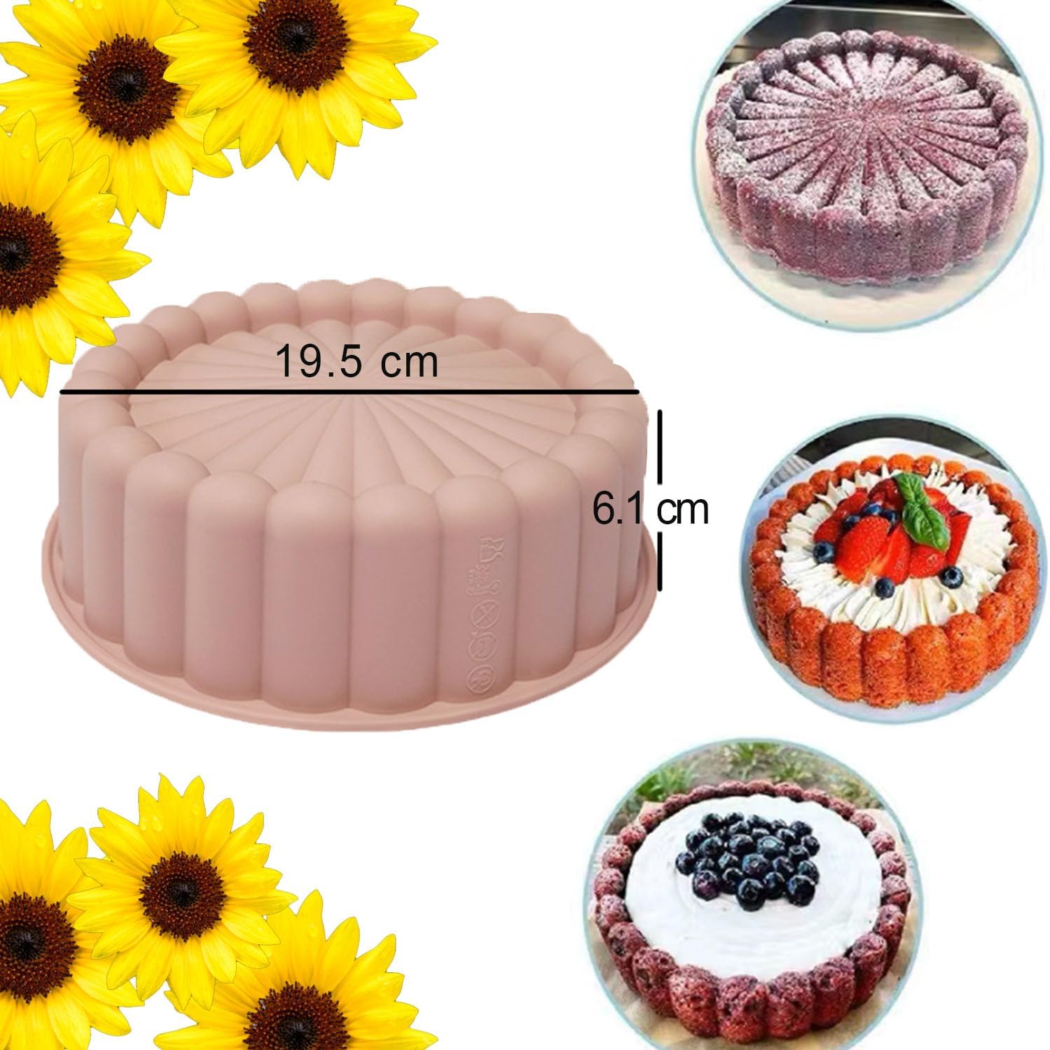 FOUR-C Molde de silicona para hornear moldes de 7 pulgadas con forma de corazón de edición mejorada, moldes de postre para pastel de mousse de