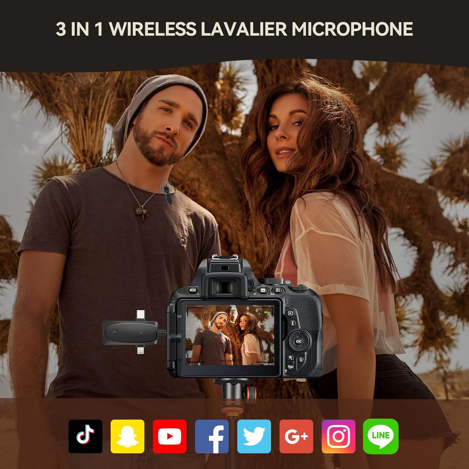 IMAXTOP Micrófono Lavalier inalámbrico, micrófonos profesionales para iPhone y cámara Android, micrófono de solapa de retardo ultra bajo de 2.4G con