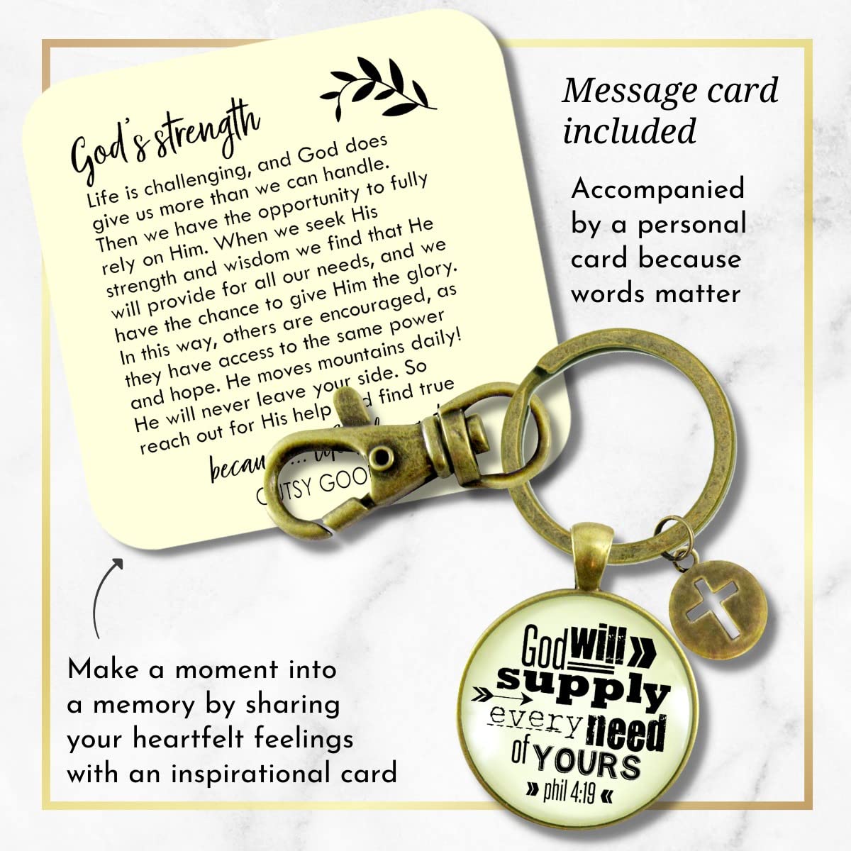 God’s Promise Keychain God Will Supply Every Need Of Yours Bold Religious Bible Quote Jewelry