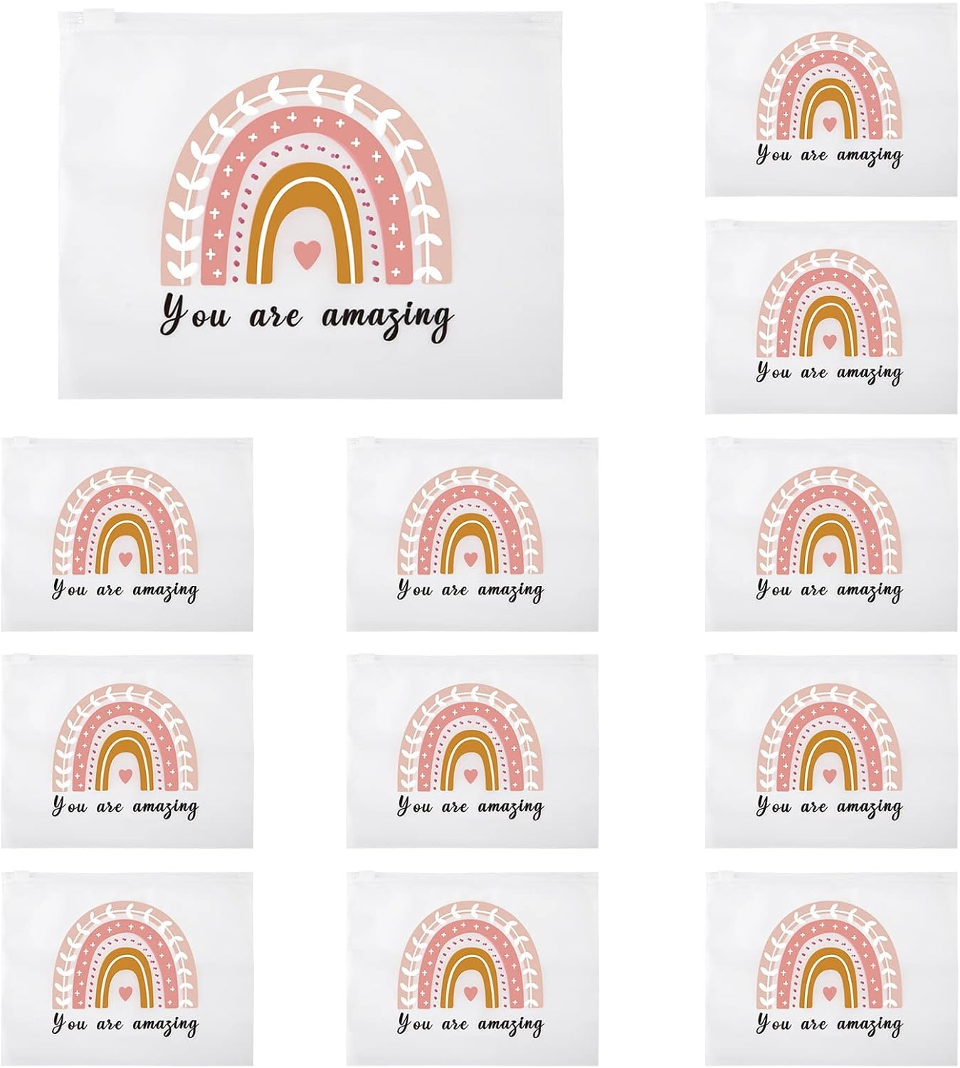 50 bolsas de cosméticos de arco iris, regalos inspiradores para mujeres, citas motivacionales, bolsa de maquillaje, bolsas de cosméticos mate EVA a
