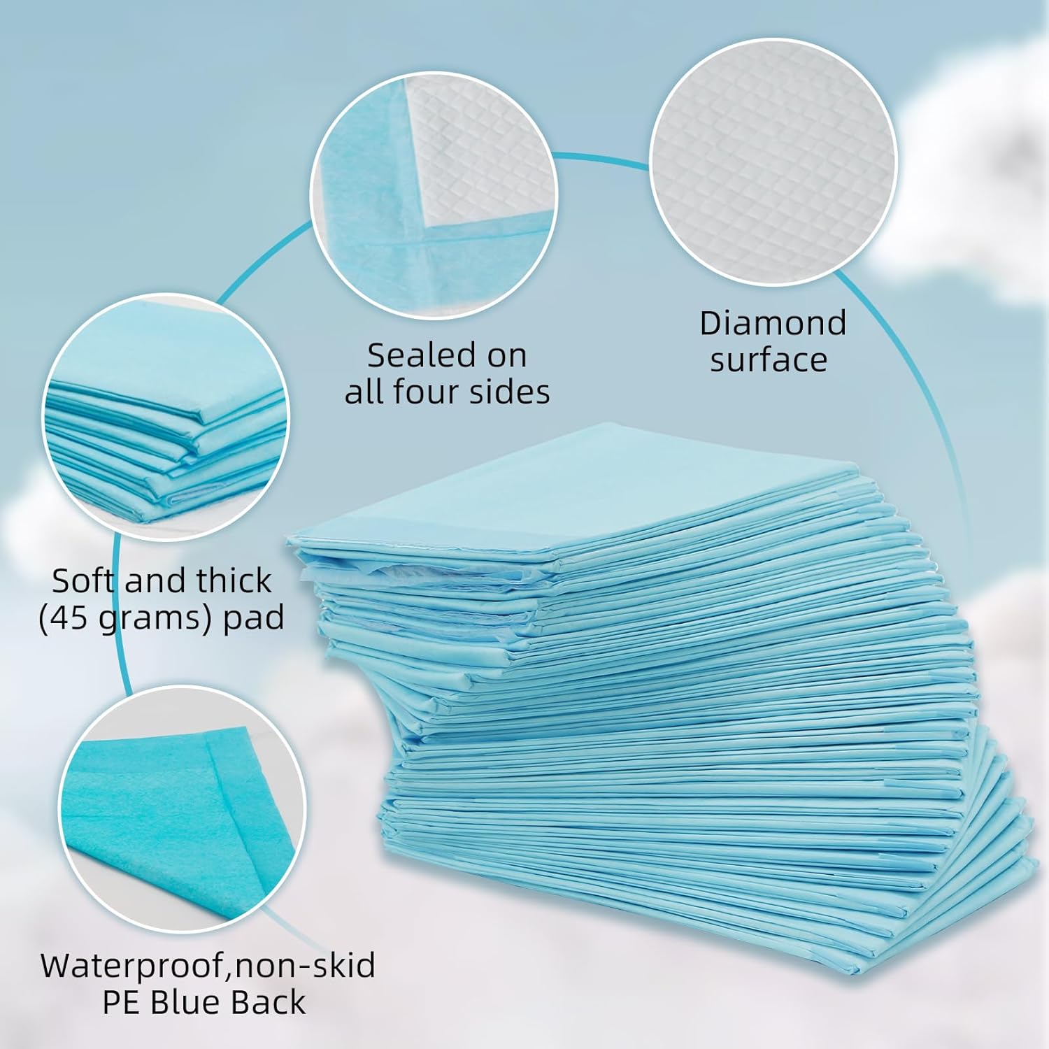 Almohadillas de cama desechables para incontinencia de 24 x 36 pulgadas, 60 unidades, almohadillas desechables para adultos, ultra absorbentes, 1.59
