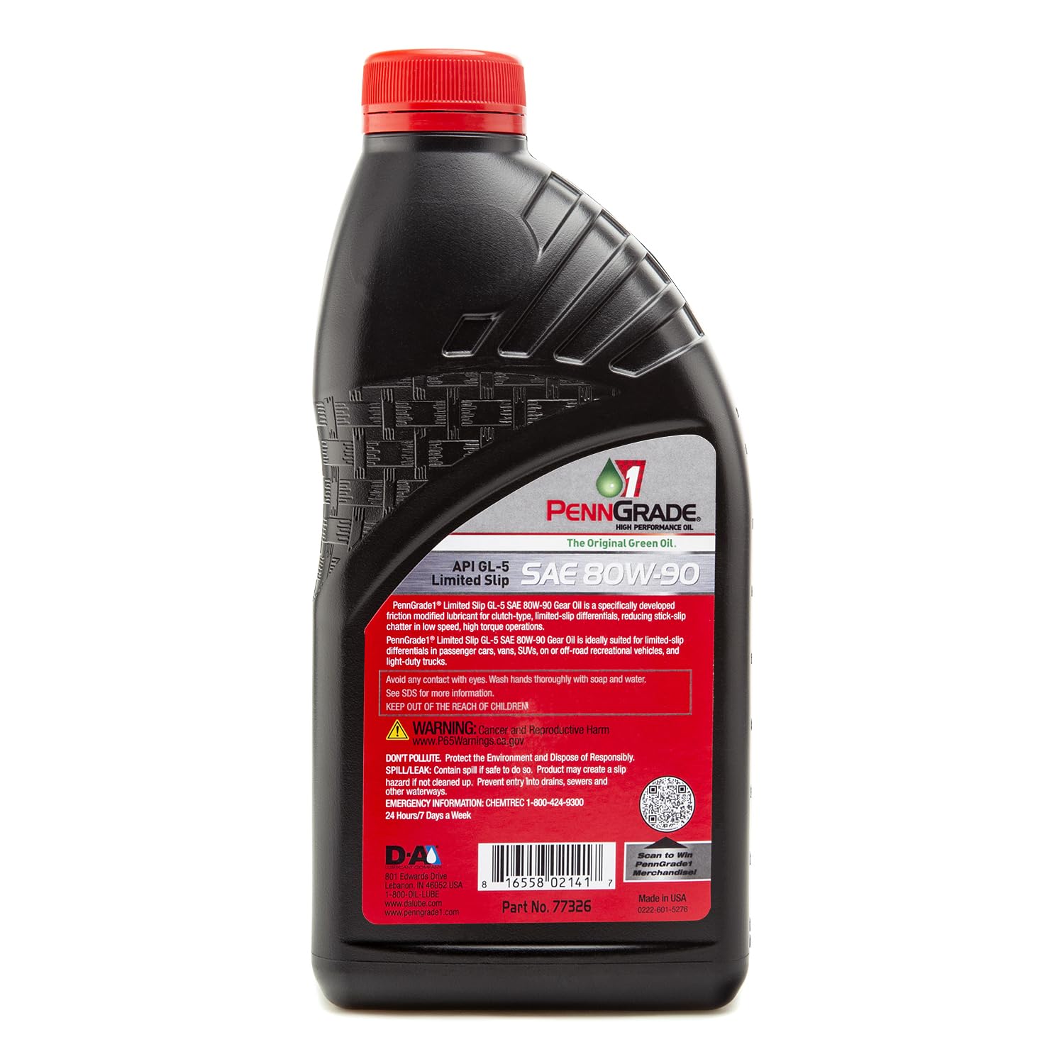 77326, Limited Slip GL-5 Gear Oil SAE 80W-90, 12 cuartos de galón