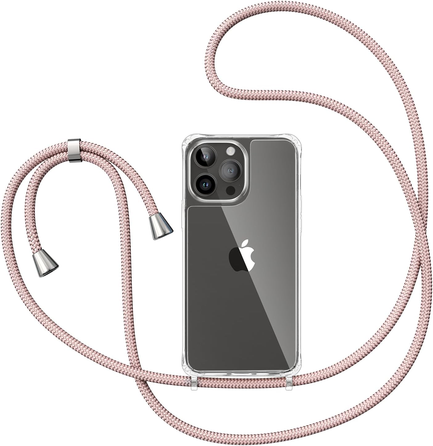 ZTOFERA Compatible con iPhone 15 Pro, funda transparente con cordón ajustable, TPU suave y delgada, a prueba de golpes, funda protectora cruzada