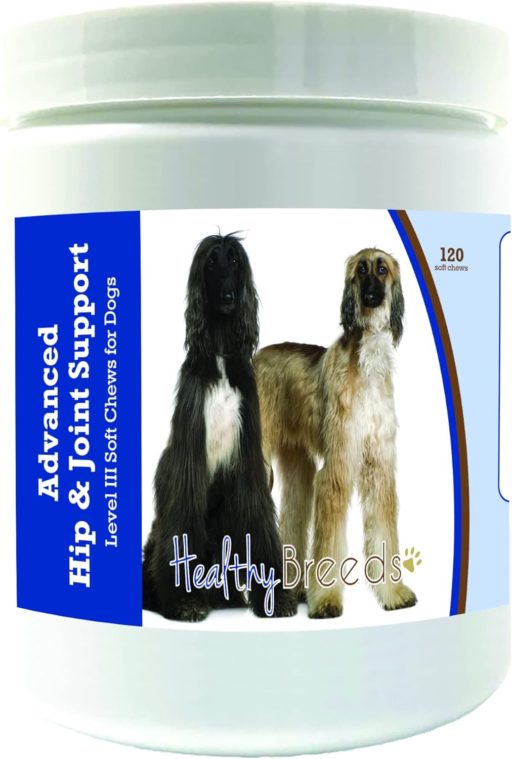 Healthy Breeds Afghan Hound Advanced Hip & Joint Support Level III – Masticables suaves para perros, promueve una vida activa y cómoda con