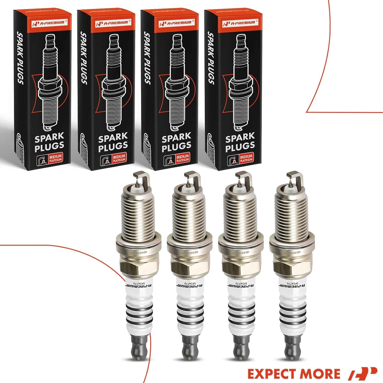 A-Premium Bujías de platino iridio compatibles con Honda CR-V, Hyundai Elantra y Kia Soul y Jeep Compass y Dodge Journey y Chrysler 200, Acura CL,