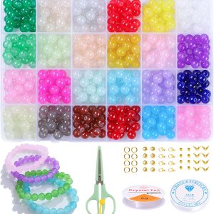 480 cuentas de cristal de 0.315 pulgadas (0.315 in), 24 colores, cuentas de cristal para pulseras, pulseras de la amistad, kit de fabricación de 480 cuentas de cristal de 0.315 pulgadas (0.315 in), 24 colores, cuentas de cristal para pulseras, pulseras de la amistad, kit de fabricación de